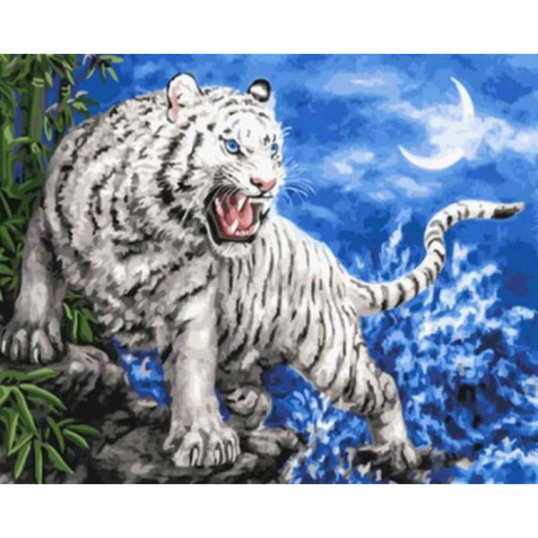 Diamond Painting - Threatening white tiger