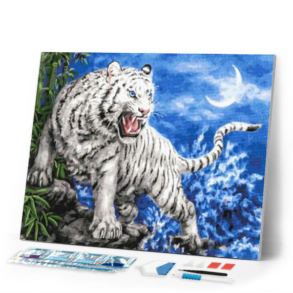 Diamond Painting - Threatening white tiger