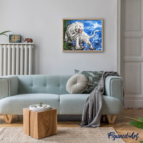 Diamond Painting - Threatening white tiger