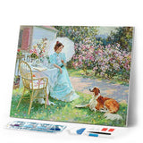 Diamond Painting - Woman and her Dog in the Garden