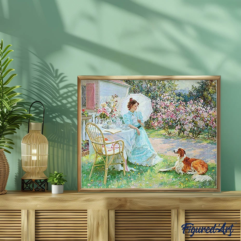 Diamond Painting - Woman and her Dog in the Garden