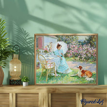 Load image into Gallery viewer, Diamond Painting - Woman and her Dog in the Garden