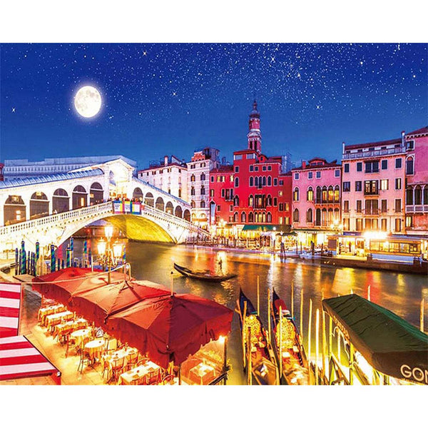 Diamond Painting - River crossing the city center