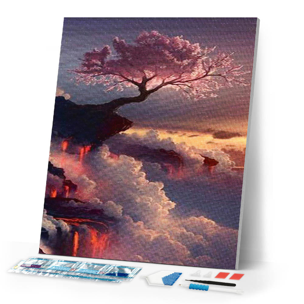 Diamond Painting - Pink Tree and Clouds