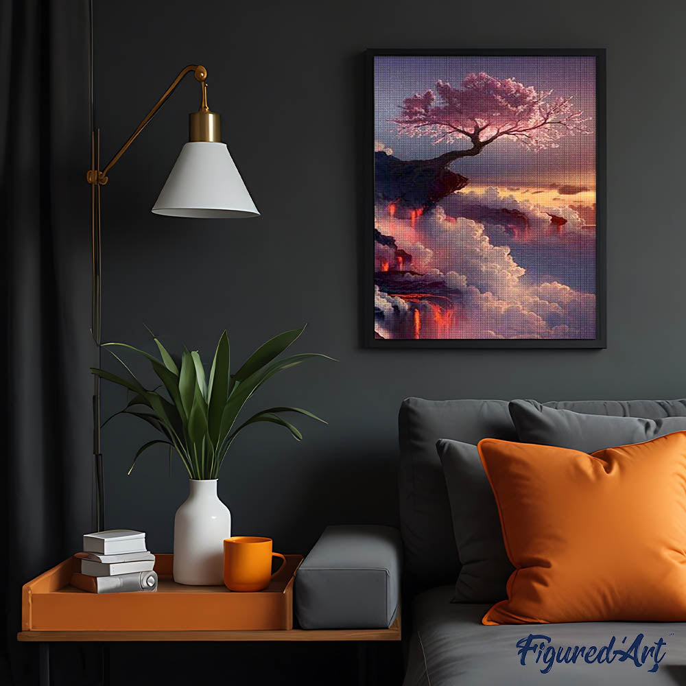Diamond Painting - Pink Tree and Clouds