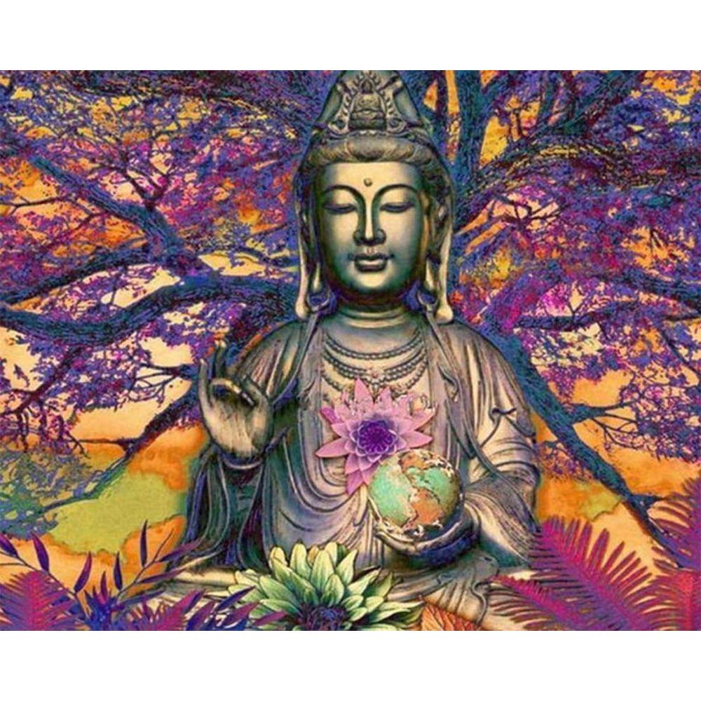 Diamond Painting - Buddha statue in front of a large tree