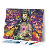 Diamond Painting - Buddha statue in front of a large tree