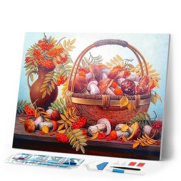 Diamond Painting | Diamond Painting - Basket of Mushrooms | Diamond Painting kitchen kitchen | FiguredArt