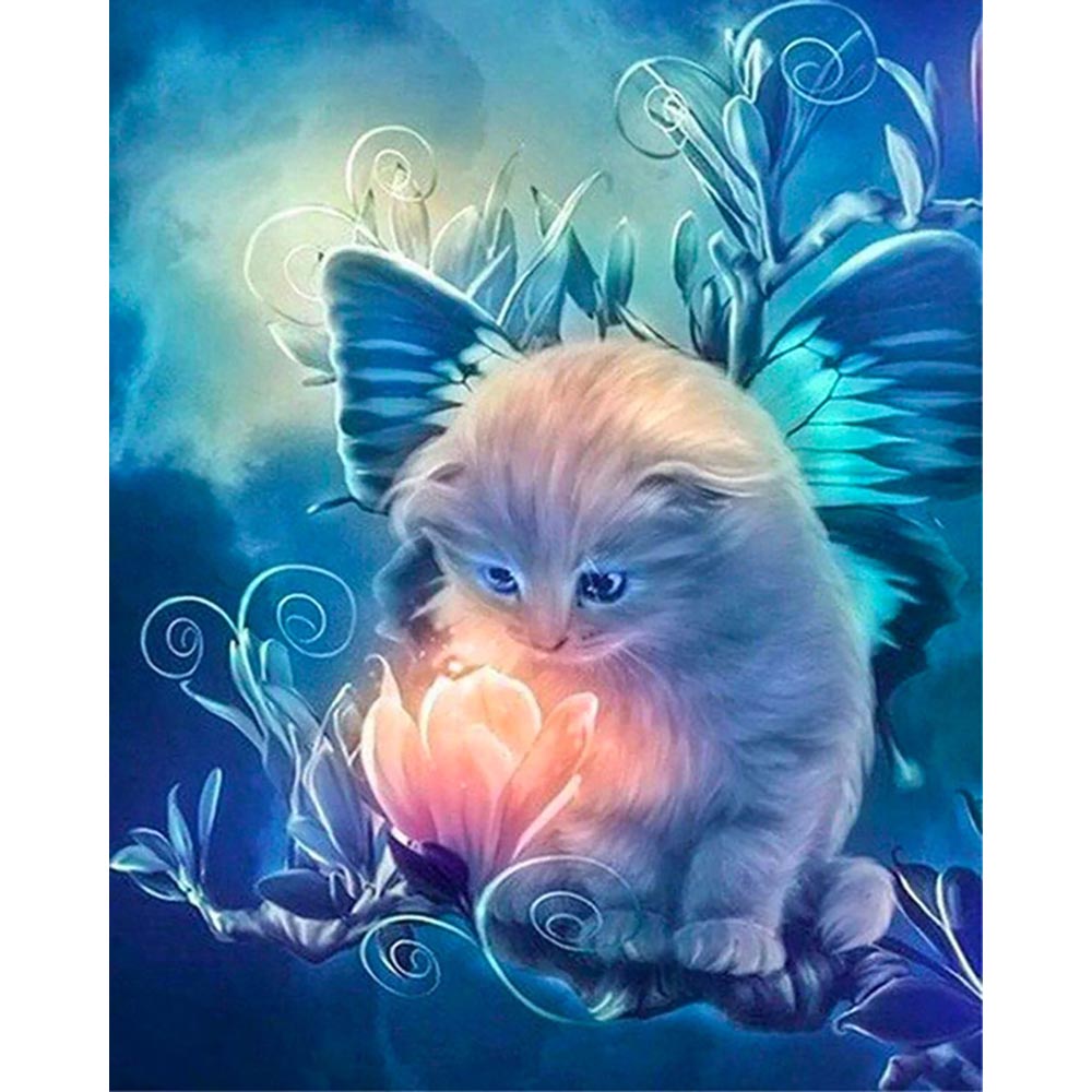 Diamond Painting - Curious little Cat and Magic Flower