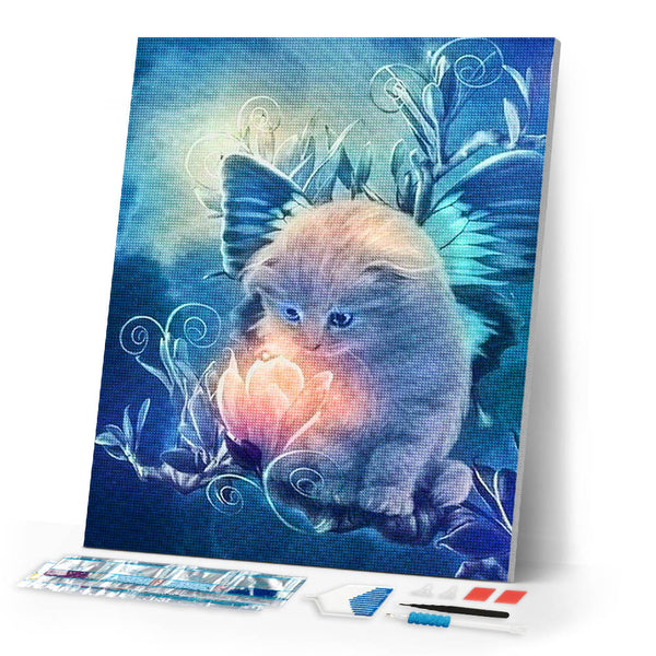 Diamond Painting - Curious little Cat and Magic Flower