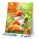 Diamond Painting | Diamond Painting - Vulpecula and Butterfly | animals butterflies Diamond Painting Animals foxes | FiguredArt