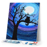 Diamond Painting - Cat at night on a branch
