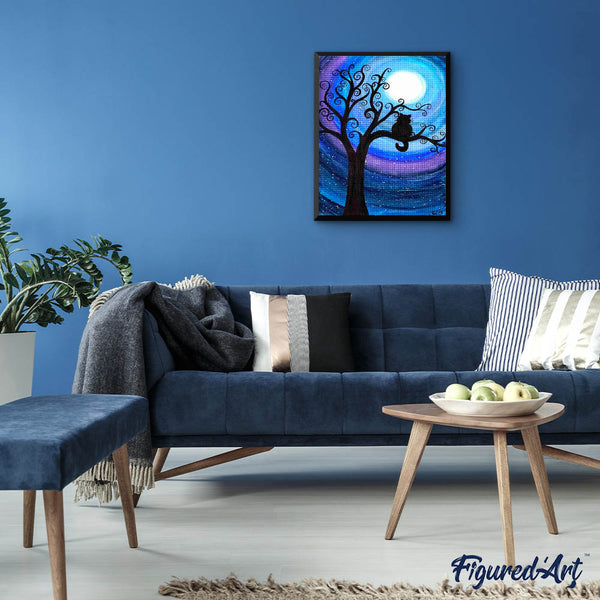 Diamond Painting - Cat at night on a branch