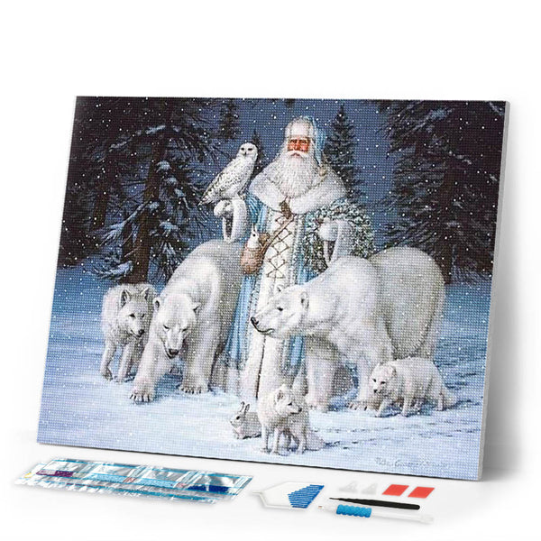 Diamond Painting | Diamond Painting - Snowman and Forest Animals | animals Diamond Painting Animals winter | FiguredArt