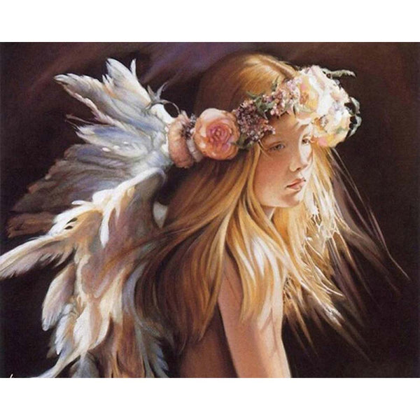 Diamond Painting - Little Girl and Feathers