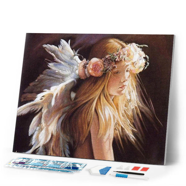 Diamond Painting - Little Girl and Feathers