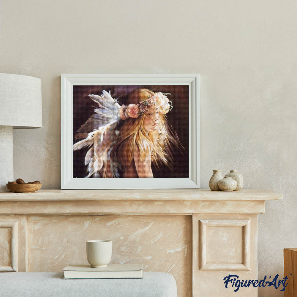 Diamond Painting - Little Girl and Feathers