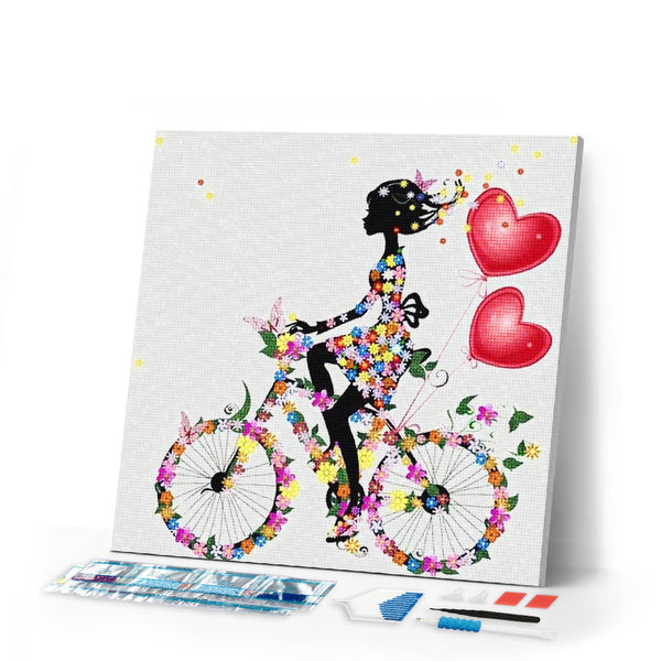 Diamond Painting | Diamond Painting - Bike and Flowers | Diamond Painting Flowers flowers | FiguredArt
