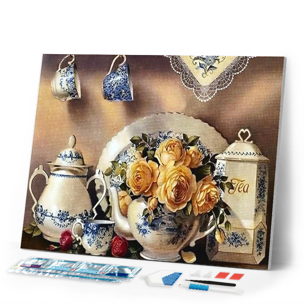 Diamond Painting | Diamond Painting - Tea Service | Diamond Painting kitchen kitchen | FiguredArt