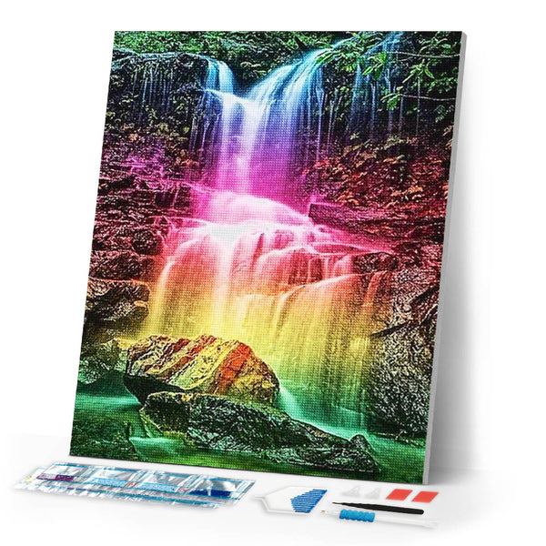 Diamond Painting | Diamond Painting - Waterfall Multi Colors | Diamond Painting Landscapes landscapes | FiguredArt