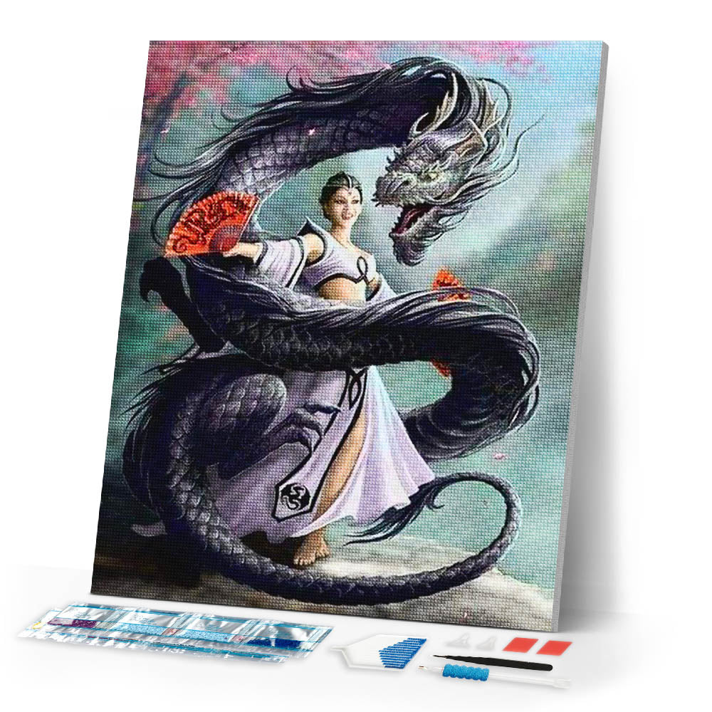 Diamond Painting | Diamond Painting - Women Dragon | animals Diamond Painting Animals dragons | FiguredArt