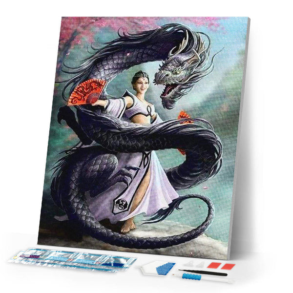Diamond Painting | Diamond Painting - Women Dragon | animals Diamond Painting Animals dragons | FiguredArt
