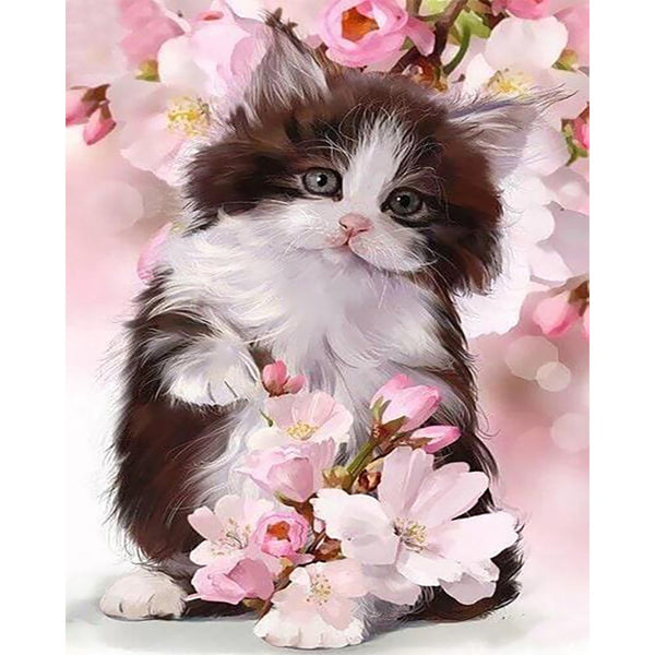 Diamond Painting - Cat and Flowers