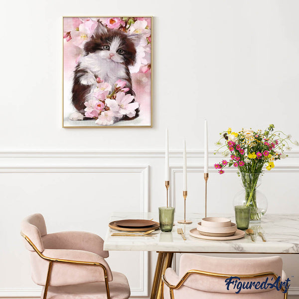 Diamond Painting - Cat and Flowers