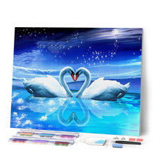 Load image into Gallery viewer, Diamond Painting - Swans and Heart under the Moon