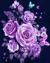 Load image into Gallery viewer, Diamond Painting | Diamond Painting - Purple Flowers and Butterflies | animals butterflies Diamond Painting Animals Diamond Painting Flowers