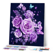 Load image into Gallery viewer, Diamond Painting - Purple Flowers and Butterflies