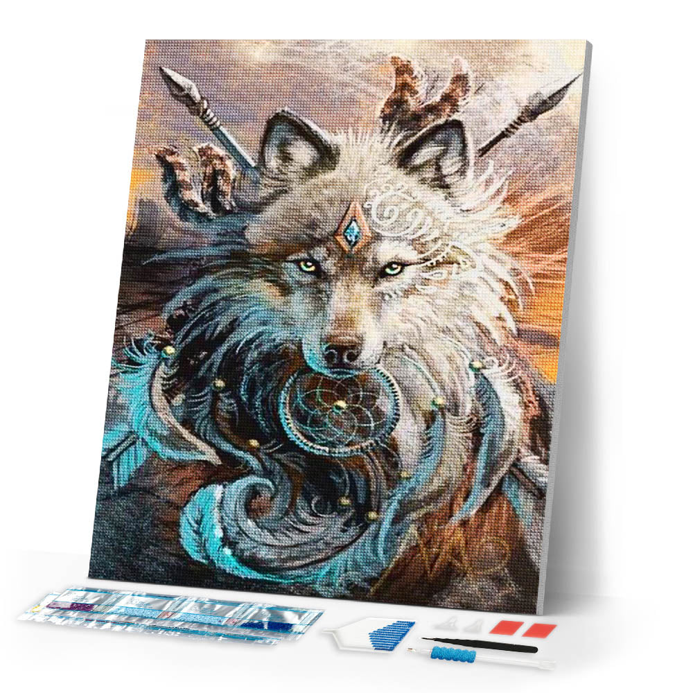 Diamond Painting | Diamond Painting - Wolf Warrior | animals Diamond Painting Animals rabbits wolves | FiguredArt