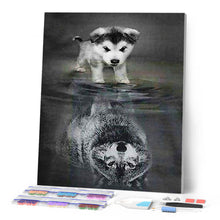 Load image into Gallery viewer, Diamond Painting Framed Packaging - Dog and Wolf Reflection