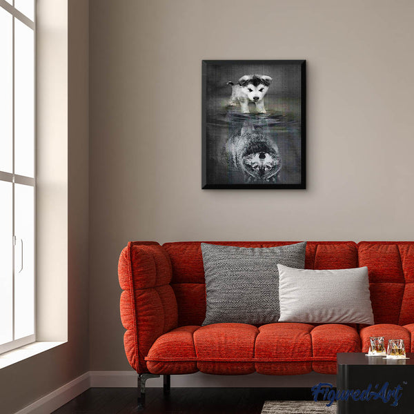 Diamond Painting - Dog and Wolf Reflection