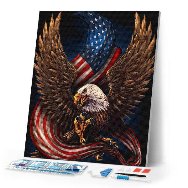 Diamond Painting | Diamond Painting - American Eagle and Flag | animals Diamond Painting Animals eagles | FiguredArt