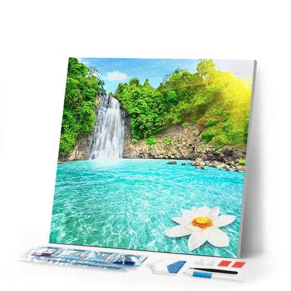 Diamond Painting | Diamond Painting - Lagoon and Waterfall | Diamond Painting Landscapes landscapes | FiguredArt