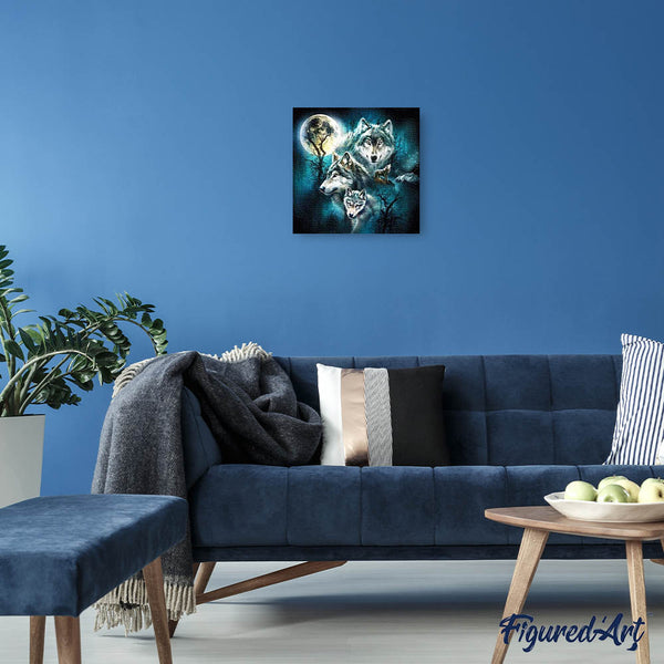 Diamond Painting - Wolf and Full Moon