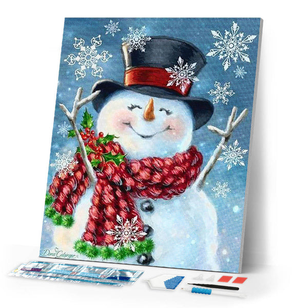 Diamond Painting | Diamond Painting - Happy Snowman | Diamond Painting Landscapes landscapes winter | FiguredArt
