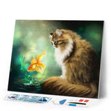 Diamond Painting | Diamond Painting - Cat and Goldfish | animals cats Diamond Painting Animals fish | FiguredArt