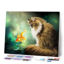 Load image into Gallery viewer, Diamond Painting - Cat and Goldfish