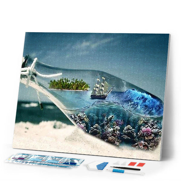 Diamond Painting | Diamond Painting - Sea Bottle | Diamond Painting Ships ships | FiguredArt