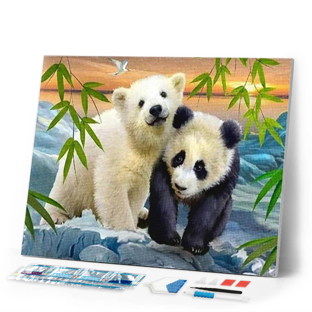 Diamond Painting | Diamond Painting - Bear and Panda | animals bear Diamond Painting Animals pandas | FiguredArt