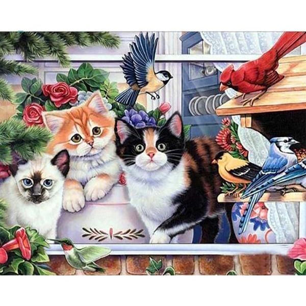 Diamond Painting - Cats and Birds