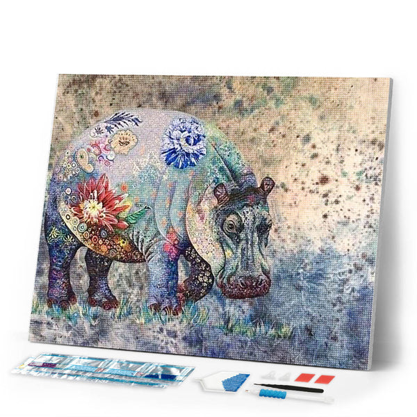 Diamond Painting | Diamond Painting - Hippo Flowers | animals Diamond Painting Animals Diamond Painting Flowers flowers | FiguredArt