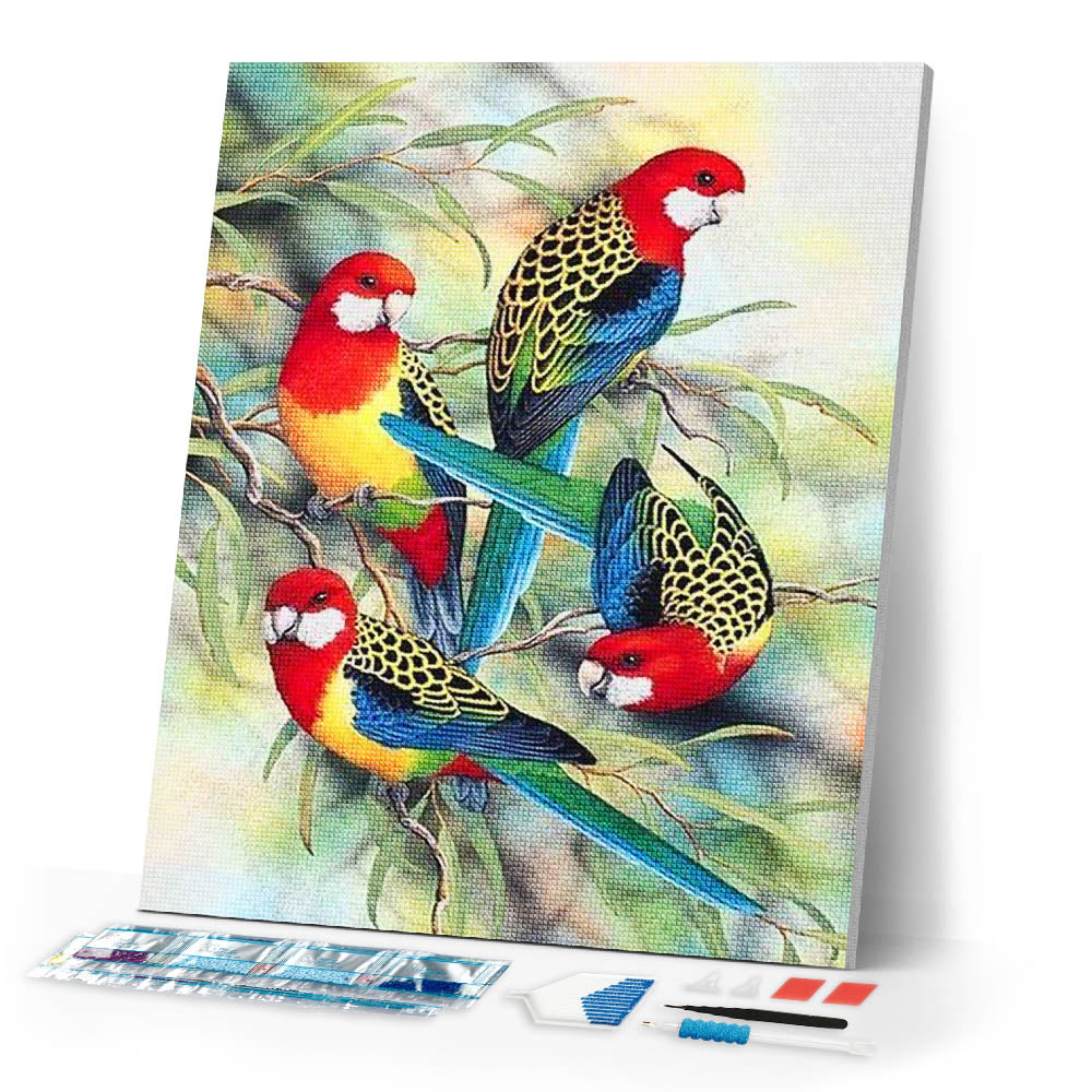 Diamond Painting | Diamond Painting - Parrots on Branch | animals birds Diamond Painting Animals parrots | FiguredArt