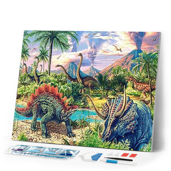 Diamond Painting | Diamond Painting - Dinosaurs and landscape | animals Diamond Painting Animals dinosaurs | FiguredArt