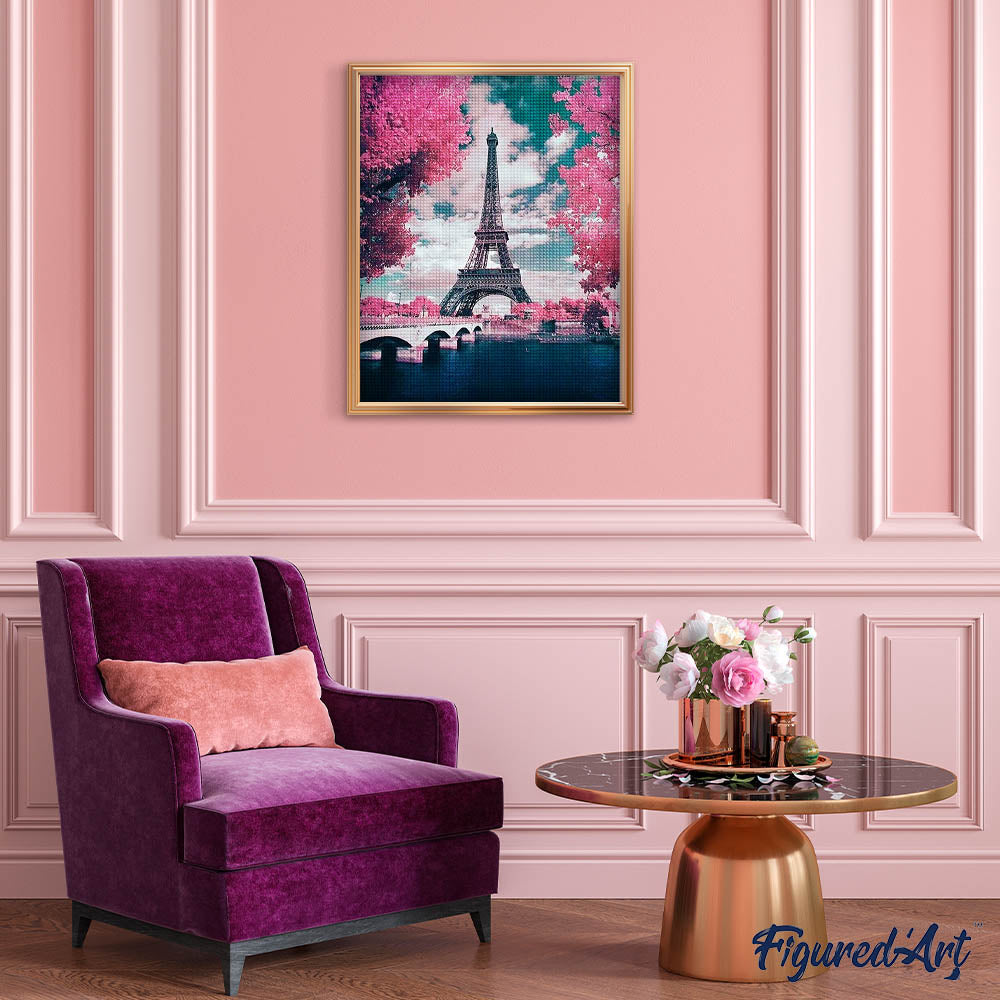 Diamond Painting - Eiffel Tower and Flowers