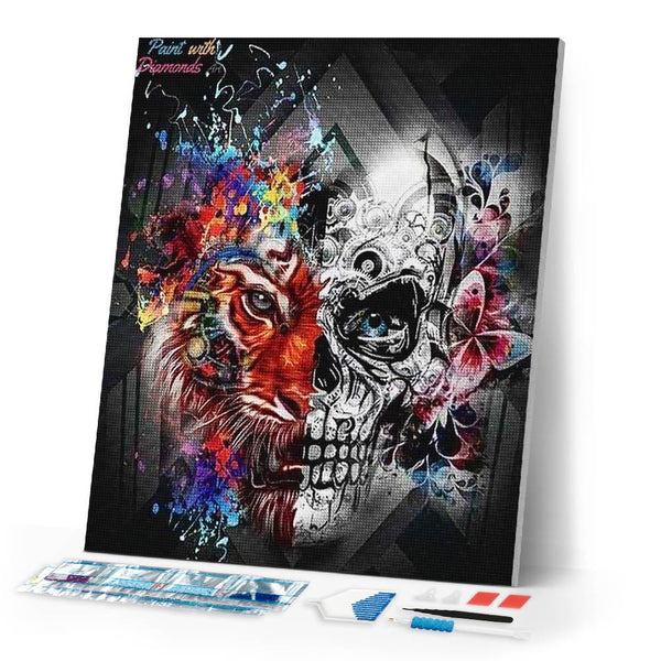 Diamond Painting | Diamond Painting - Lion and Skull | animals Diamond Painting Animals lions | FiguredArt