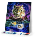 Diamond Painting | Diamond Painting - Wolves and Lunar Sky | animals Diamond Painting Animals rabbits wolves | FiguredArt