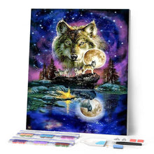 Load image into Gallery viewer, Diamond Painting - Wolves and Lunar Sky